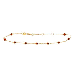 Yellow Gold Bezel-Set Garnet Station Bracelet