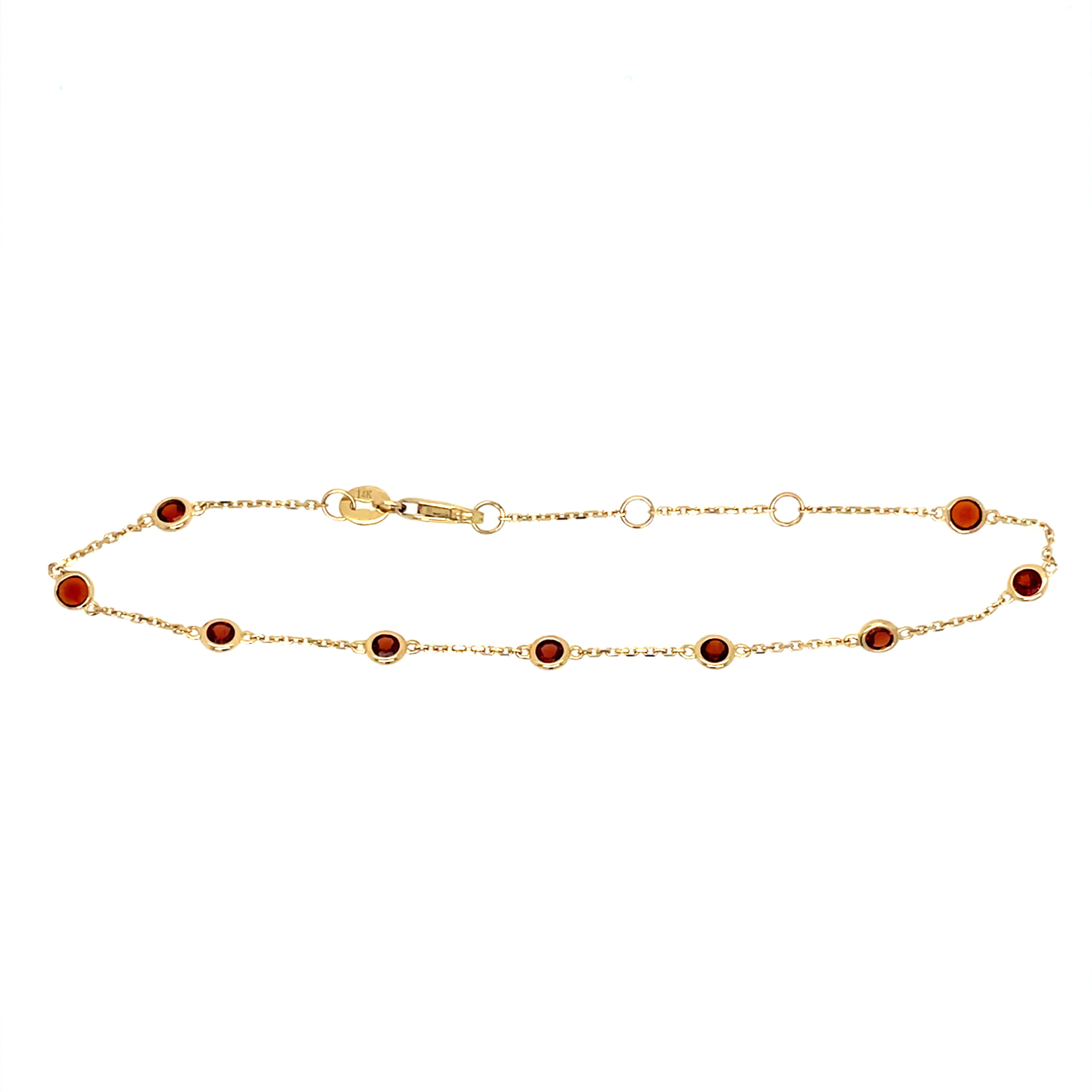 Yellow Gold Bezel-Set Garnet Station Bracelet