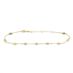 Yellow Gold Bezel-Set Peridot Station Bracelet