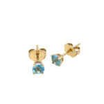 Yellow Gold Blue Topaz Stud Earrings