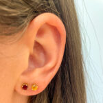 Yellow Gold Garnet Stud Earrings