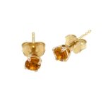 Yellow Gold Citrine Stud Earrings