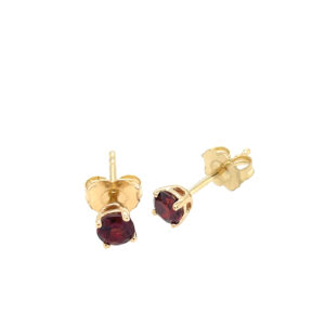 Yellow Gold Garnet Stud Earrings