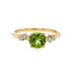 Yellow Gold Peridot Ring with Diamonds