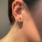 Yellow Gold Blue Topaz Stud Earrings