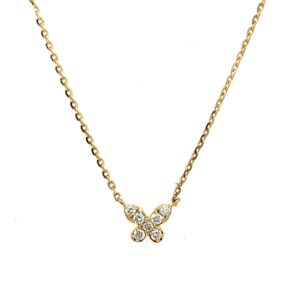 Yellow Gold Diamond Butterfly Necklace