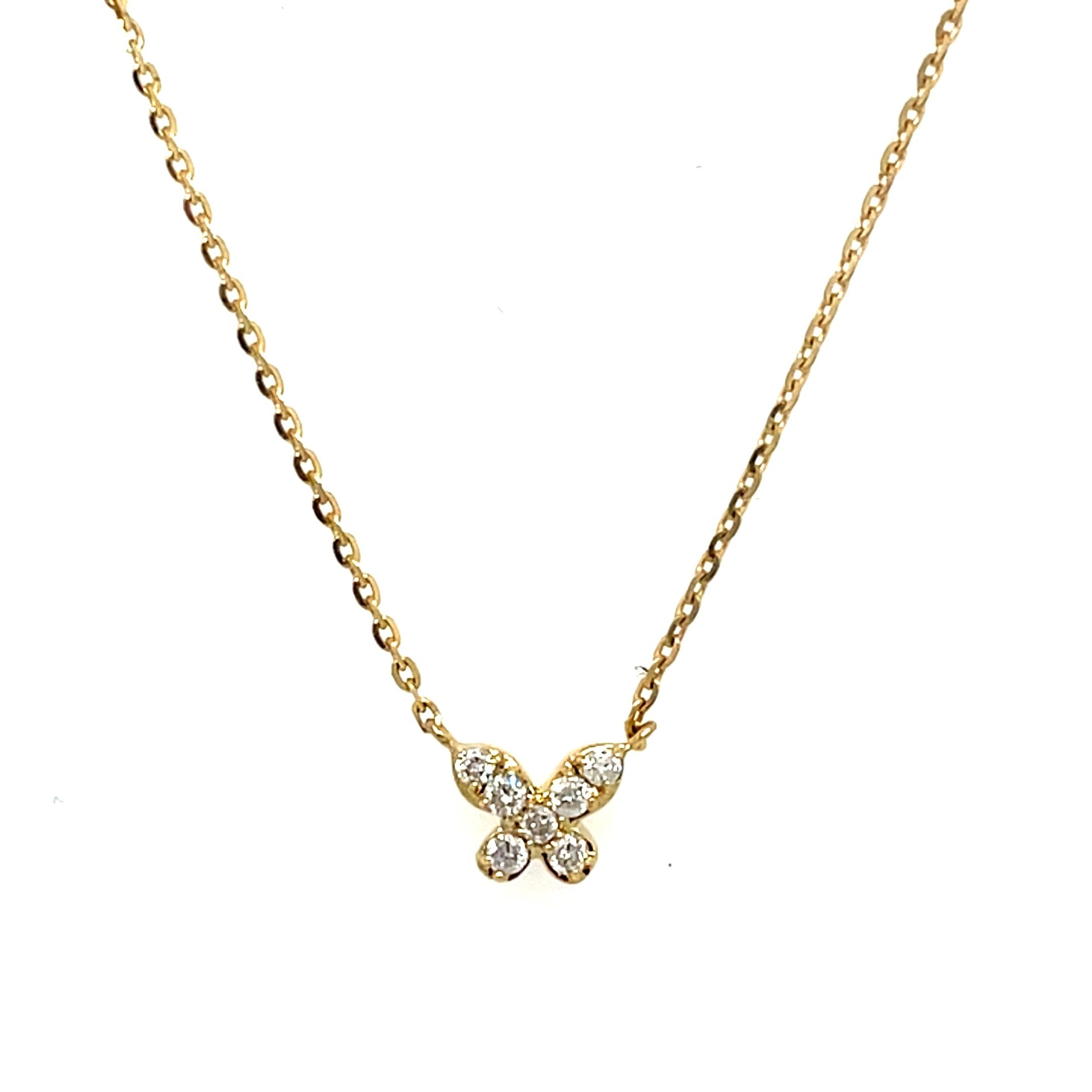 Yellow Gold Diamond Butterfly Necklace