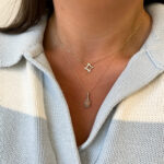 Yellow Gold Opal Necklace with Diamonds