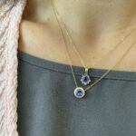 Yellow Gold Tanzanite Necklace with Diamonds