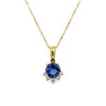 Yellow Gold Tanzanite Necklace with Diamonds