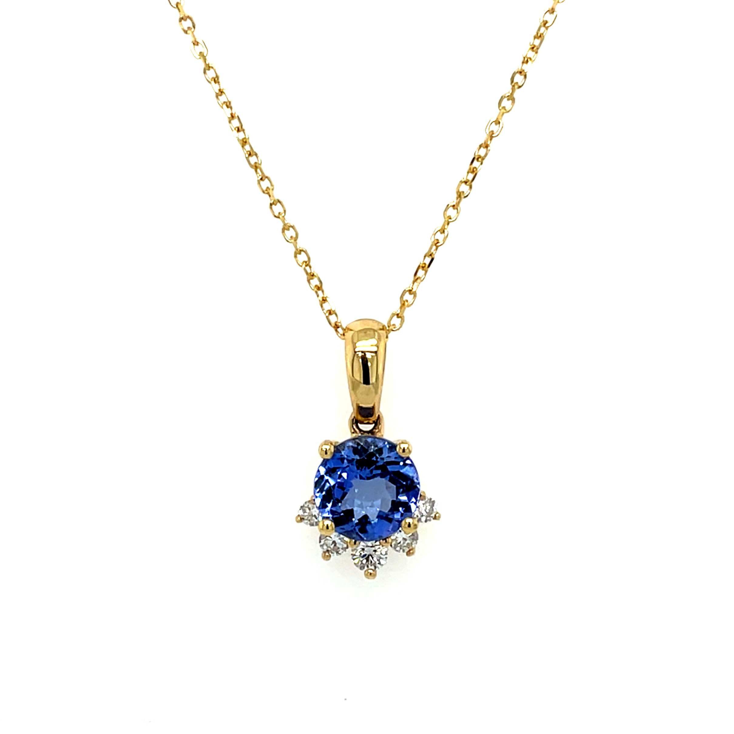 Yellow Gold Tanzanite Necklace with Diamonds