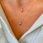 Yellow Gold Garnet Necklace with Diamonds