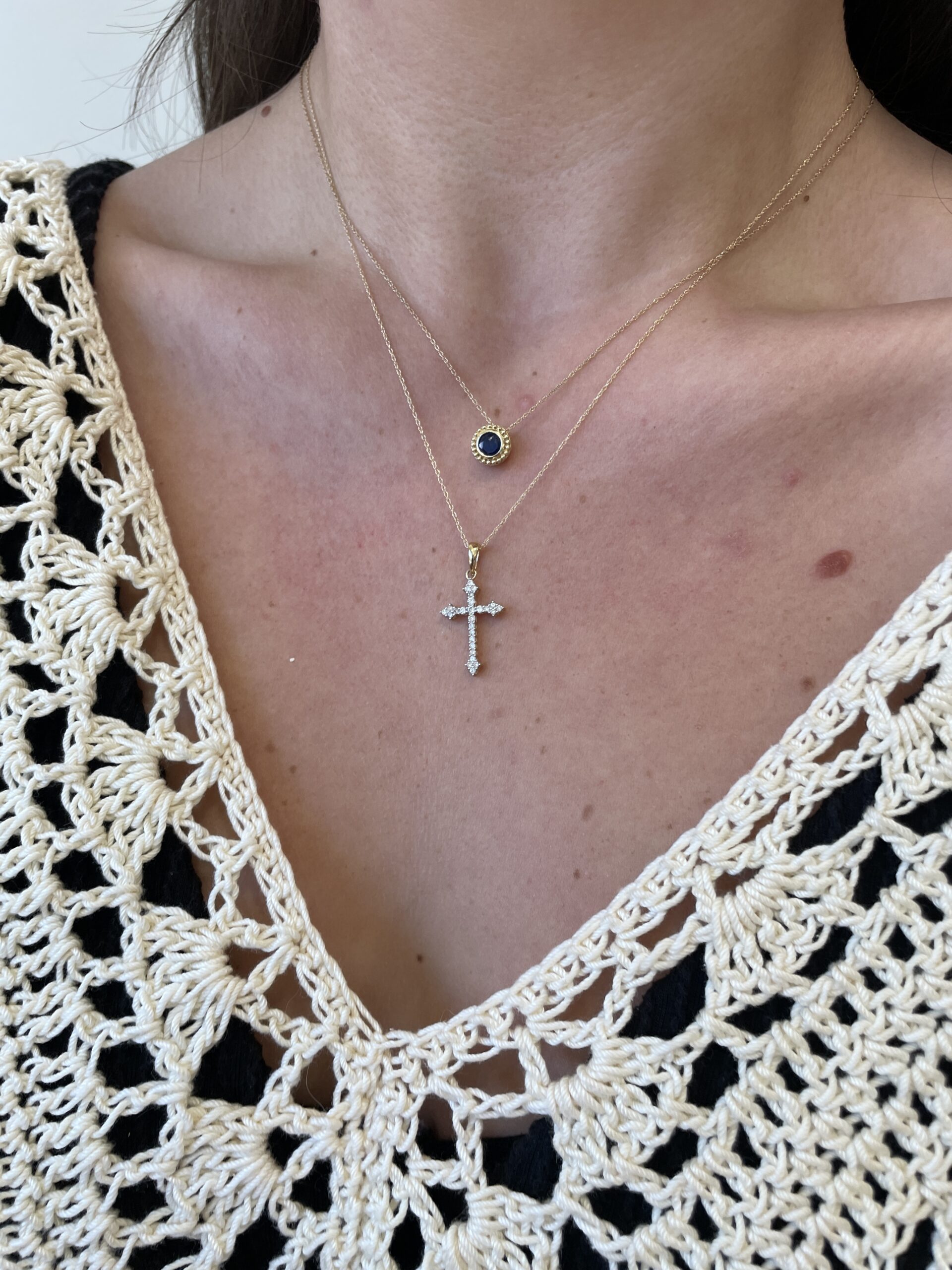 Yellow Gold Diamond Cross Necklace