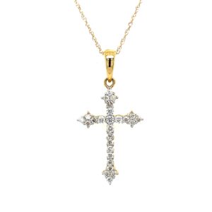Yellow Gold Diamond Cross Necklace