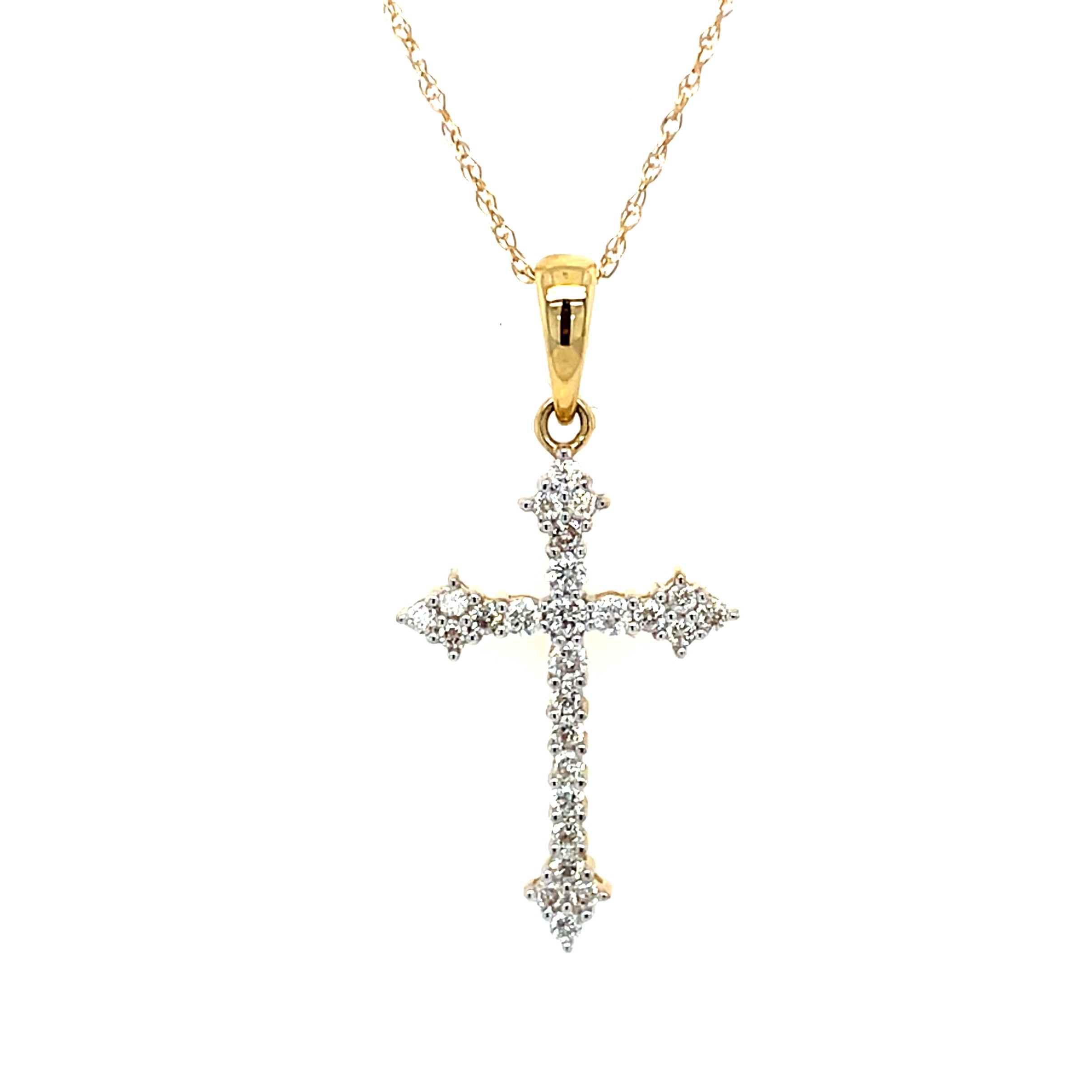 Yellow Gold Diamond Cross Necklace