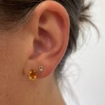 Yellow Gold Bar Earrings with Diamonds