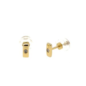 Yellow Gold Bar Earrings with Diamonds