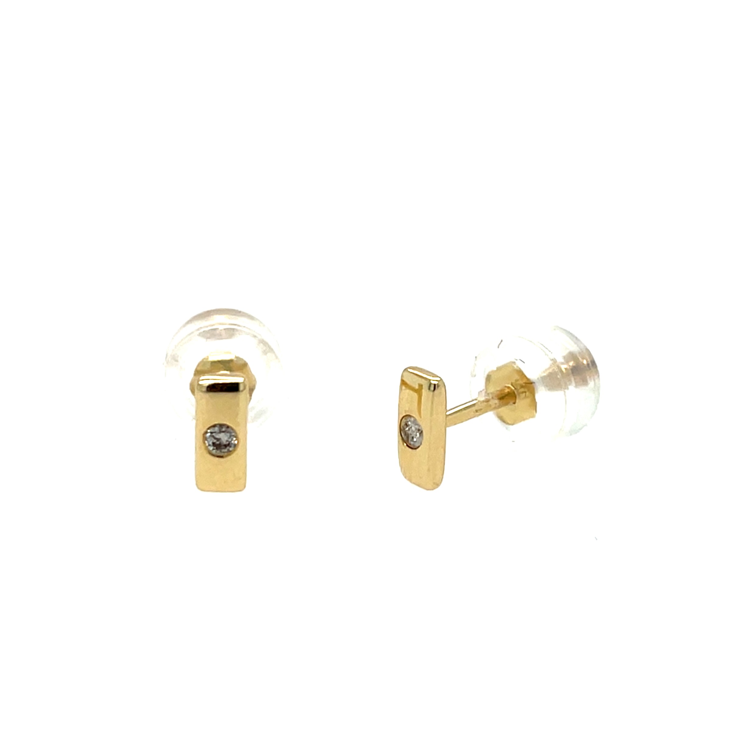 Yellow Gold Bar Earrings with Diamonds
