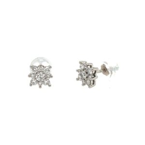 White Gold Diamond Flower Earrings