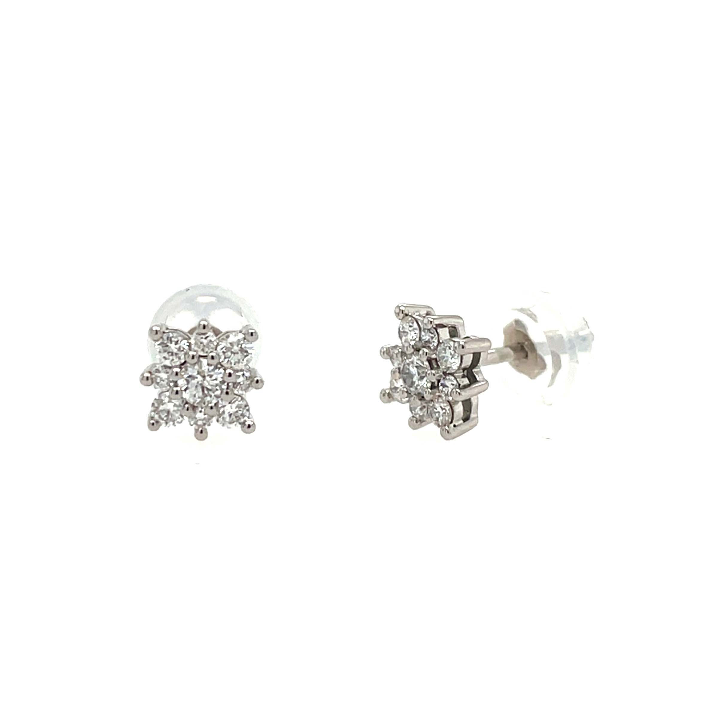 White Gold Diamond Flower Earrings