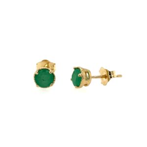 Yellow Gold Milgrain Emerald Stud Earrings
