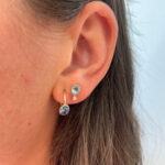 Yellow Gold Blue Topaz Stud Earrings with Diamonds