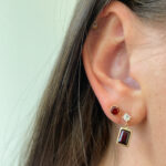 Yellow Gold Garnet and White Topaz Earrings
