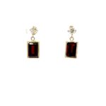 Yellow Gold Garnet and White Topaz Earrings
