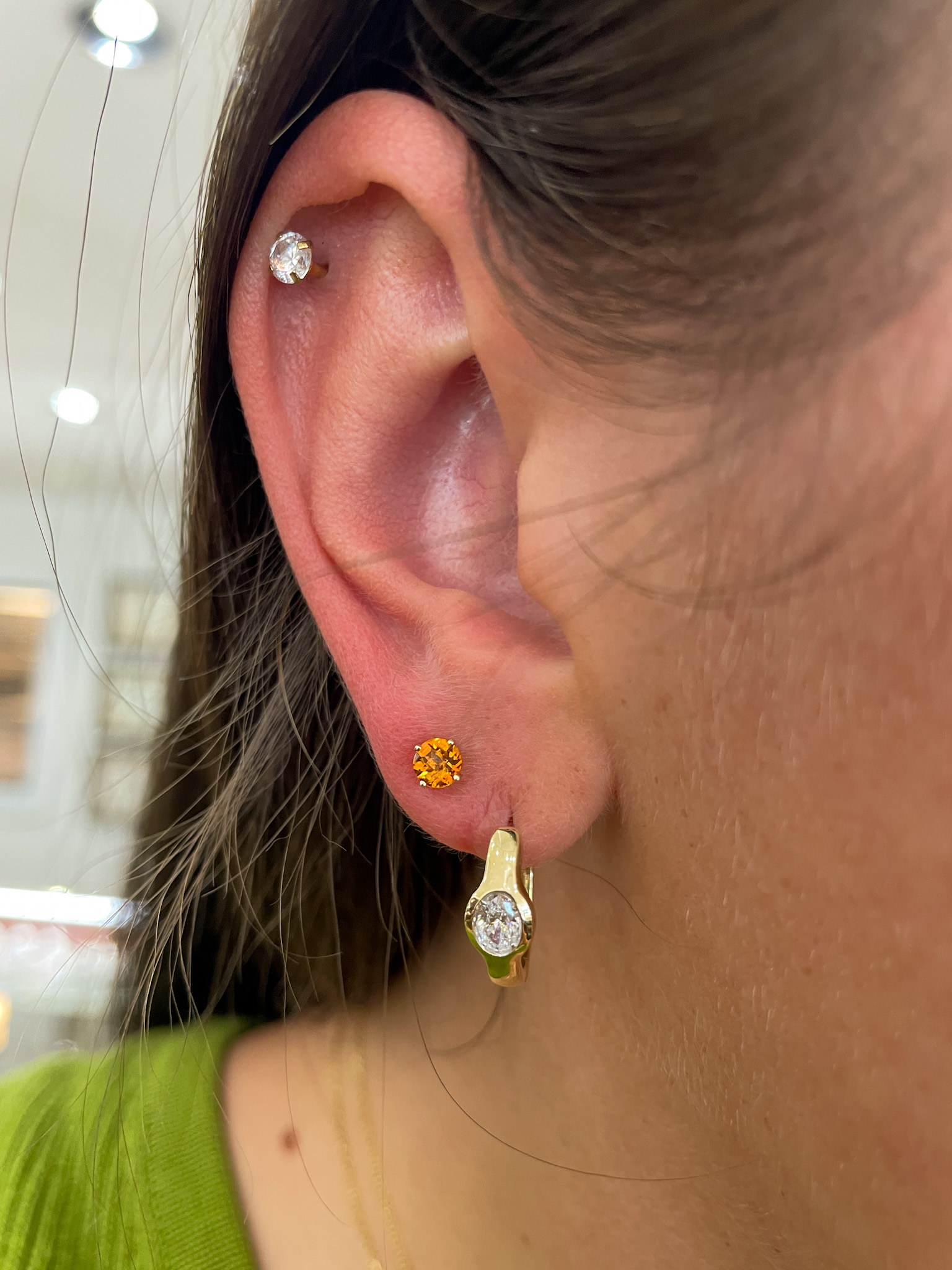Yellow Gold Citrine Stud Earrings
