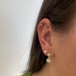 Yellow Gold Opal Drop Earrings with Diamonds