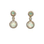 Yellow Gold Opal Drop Earrings with Diamonds