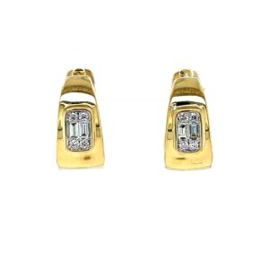Yellow Gold Hoop Earrings with Diamonds