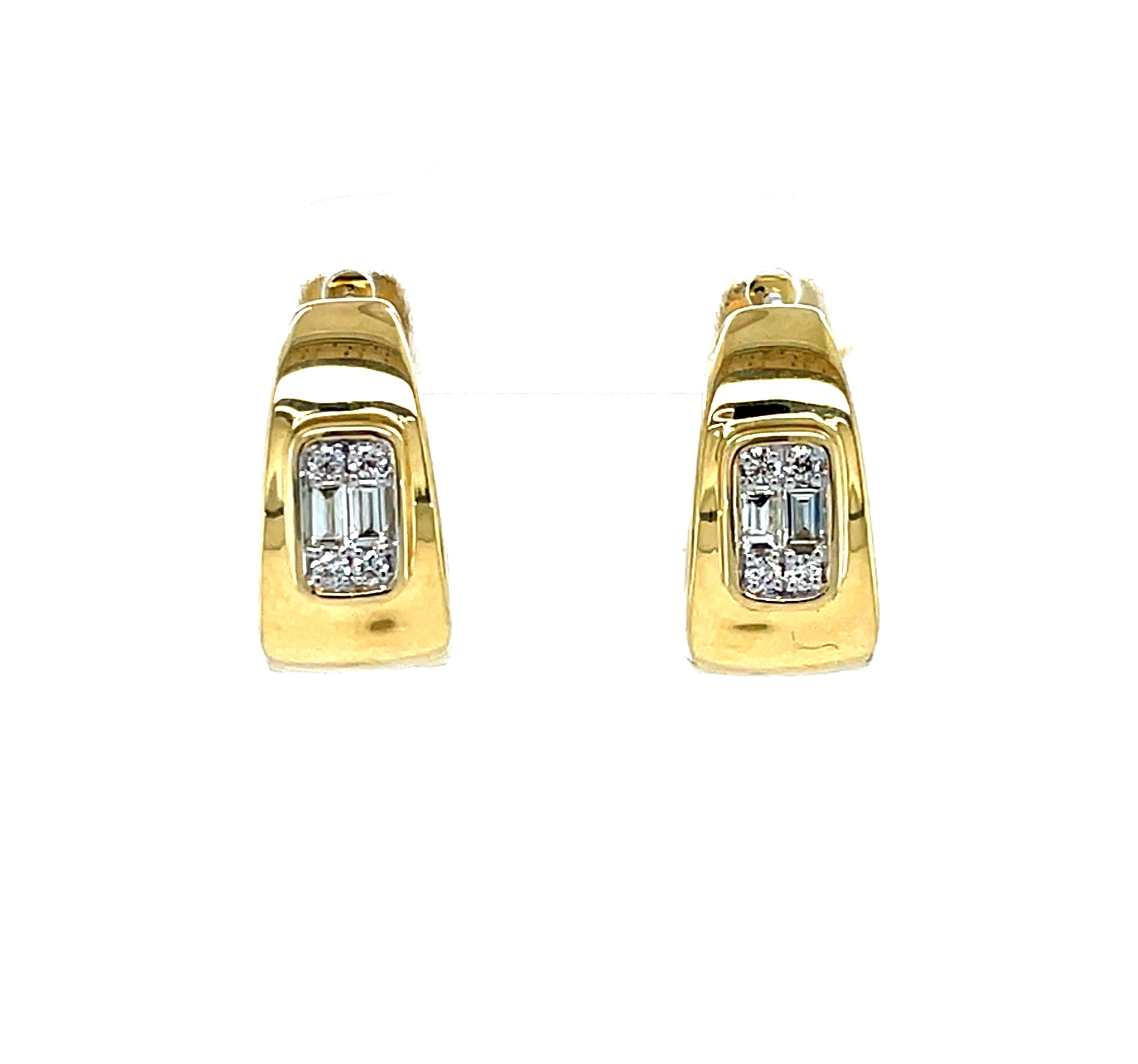 Yellow Gold Hoop Earrings with Diamonds