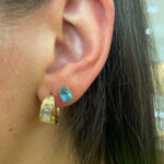 Yellow Gold Blue Topaz Earrings