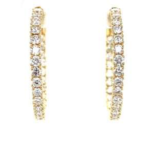 Yellow Gold 27mm Diamond In-and-Out Hoop Earrings