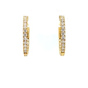 Yellow Gold 19mm Diamond In-and-Out Hoop Earrings