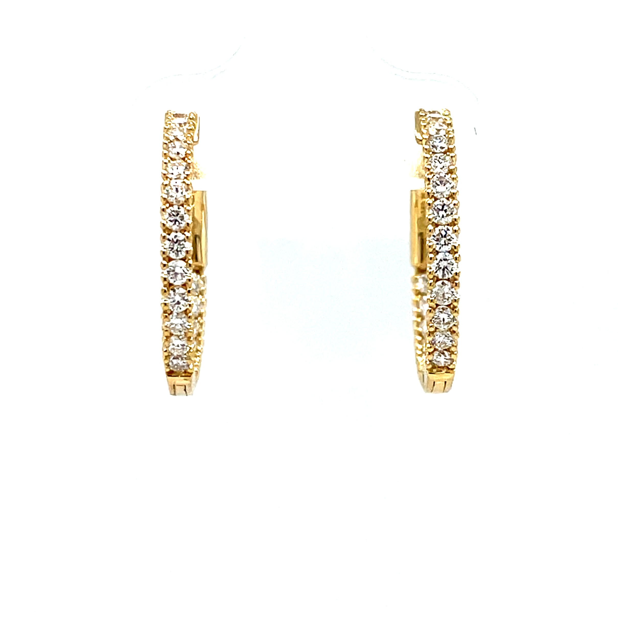 Yellow Gold 19mm Diamond In-and-Out Hoop Earrings