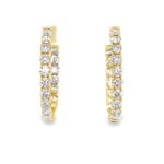 Yellow Gold 27mm Diamond In-and-Out Hoop Earrings