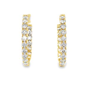 Yellow Gold 27mm Diamond In-and-Out Hoop Earrings