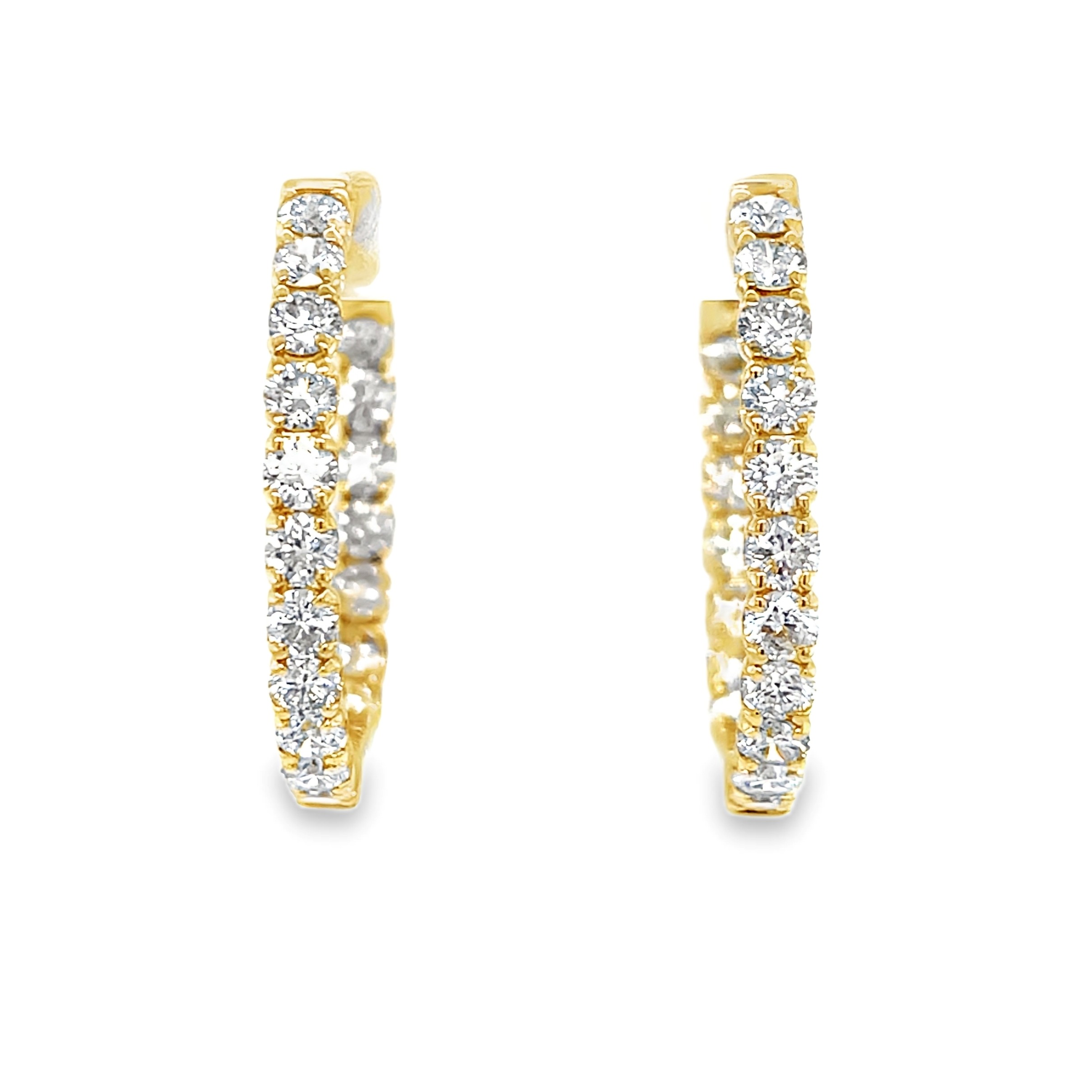Yellow Gold 27mm Diamond In-and-Out Hoop Earrings
