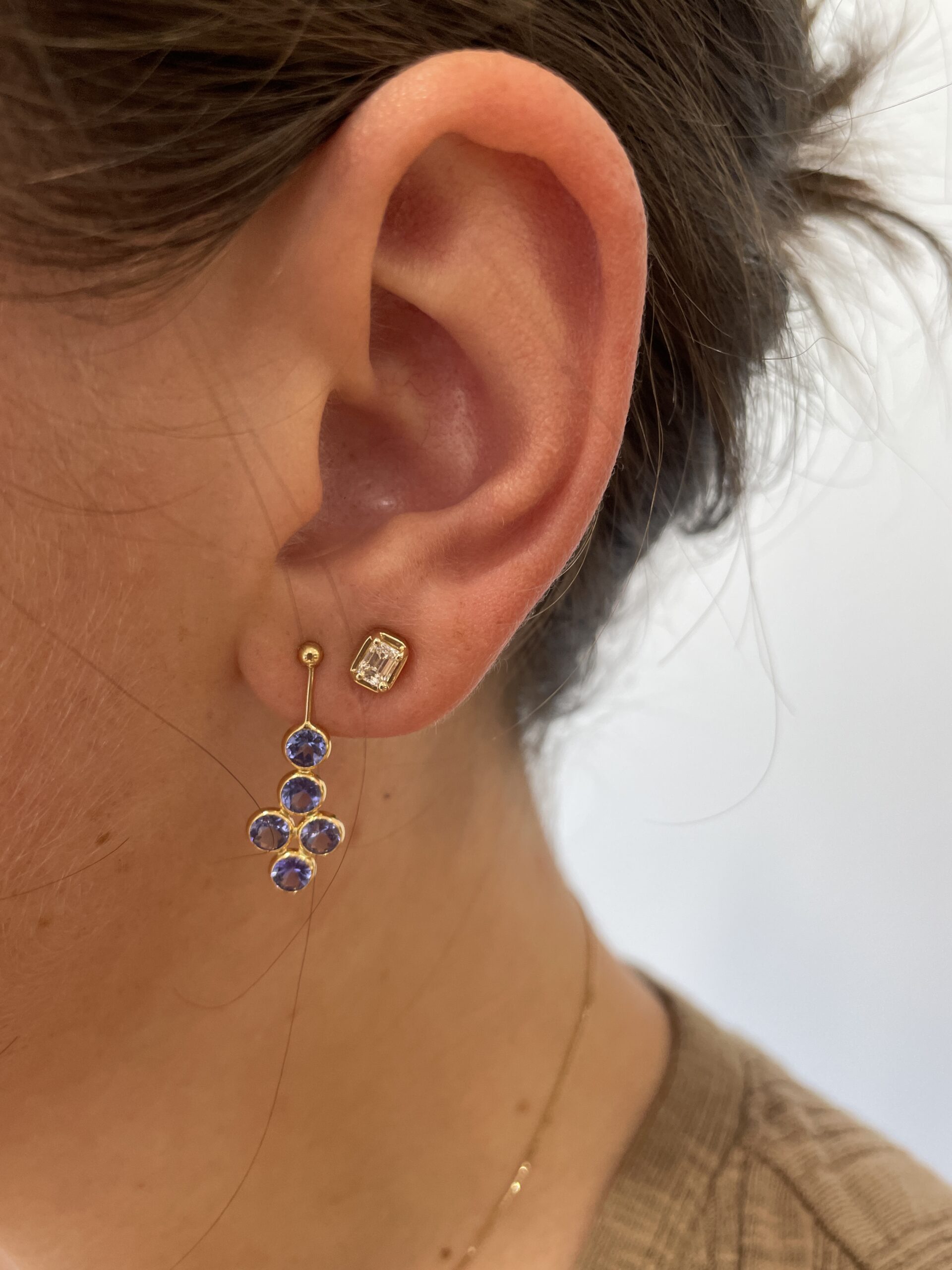 Estate: Yellow Gold Tanzanite Earrings