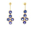 Estate: Yellow Gold Tanzanite Earrings