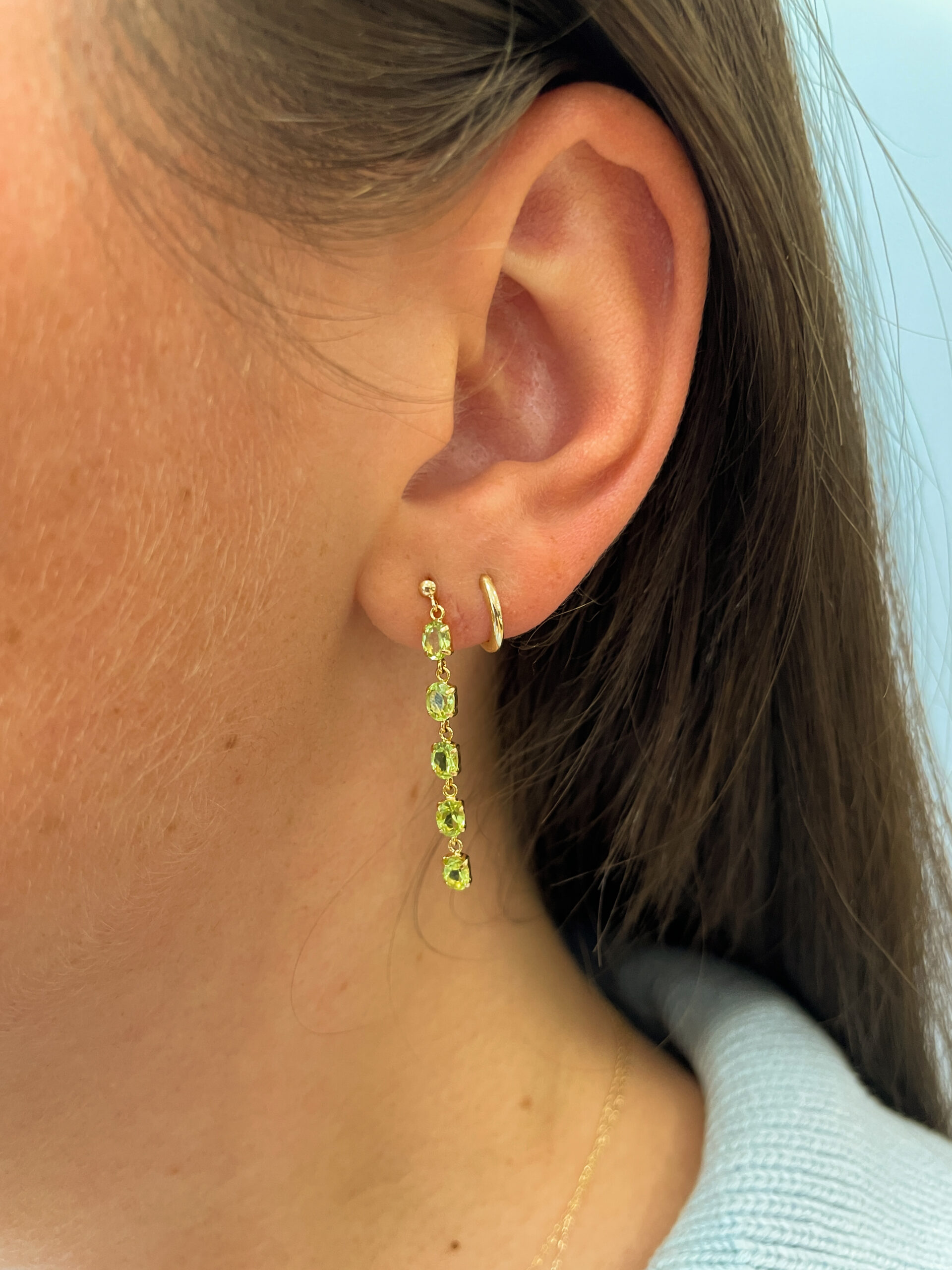 Yellow Gold Peridot Earrings