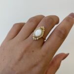 Yellow Gold Opal Ring with Diamonds
