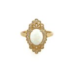 Yellow Gold Opal Ring with Diamonds
