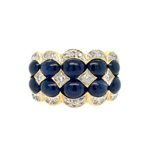 Estate:  Yellow Gold Sapphire Ring with Diamonds