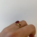 Yellow Gold Carnelian Ring with Diamonds
