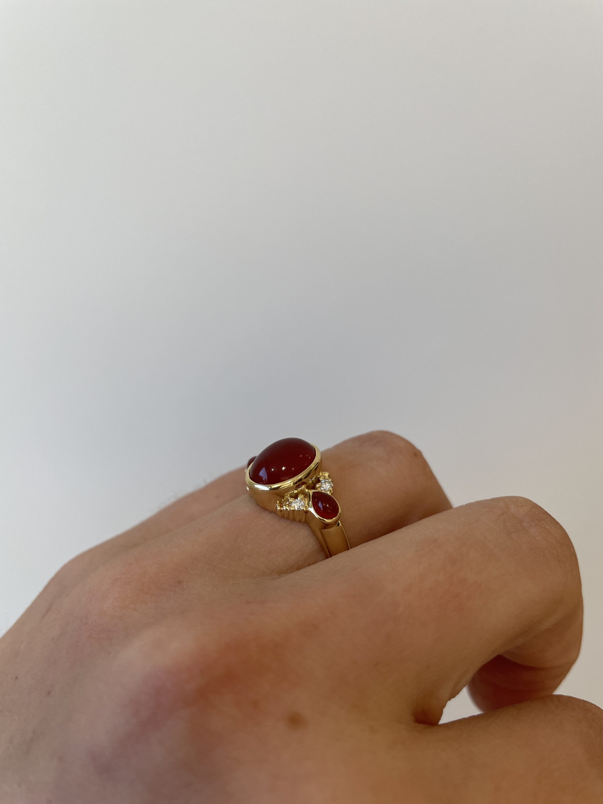 Yellow Gold Carnelian Ring with Diamonds