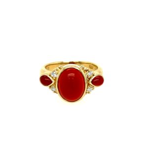 Yellow Gold Carnelian Ring with Diamonds