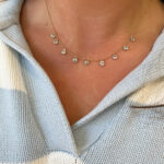 Yellow Gold Aquamarine Station Necklace